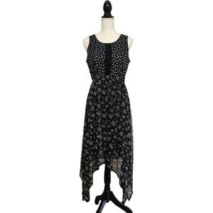 American Rag Black Floral Asymmetrical Hem Fairy Grunge Dress Size M Whimsigoth